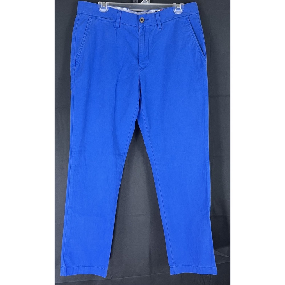 Tommy Hilfiger Mens 33x32 Custom Fit Chino Pants Blue Stretch Cotton Trousers